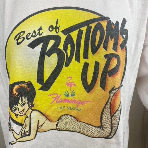 Vintage LAS VEGAS Flamingo Pinup T-Shirt Mens (XL) Bottoms Up Skate Stripper Y2K - Picture 2 of 6